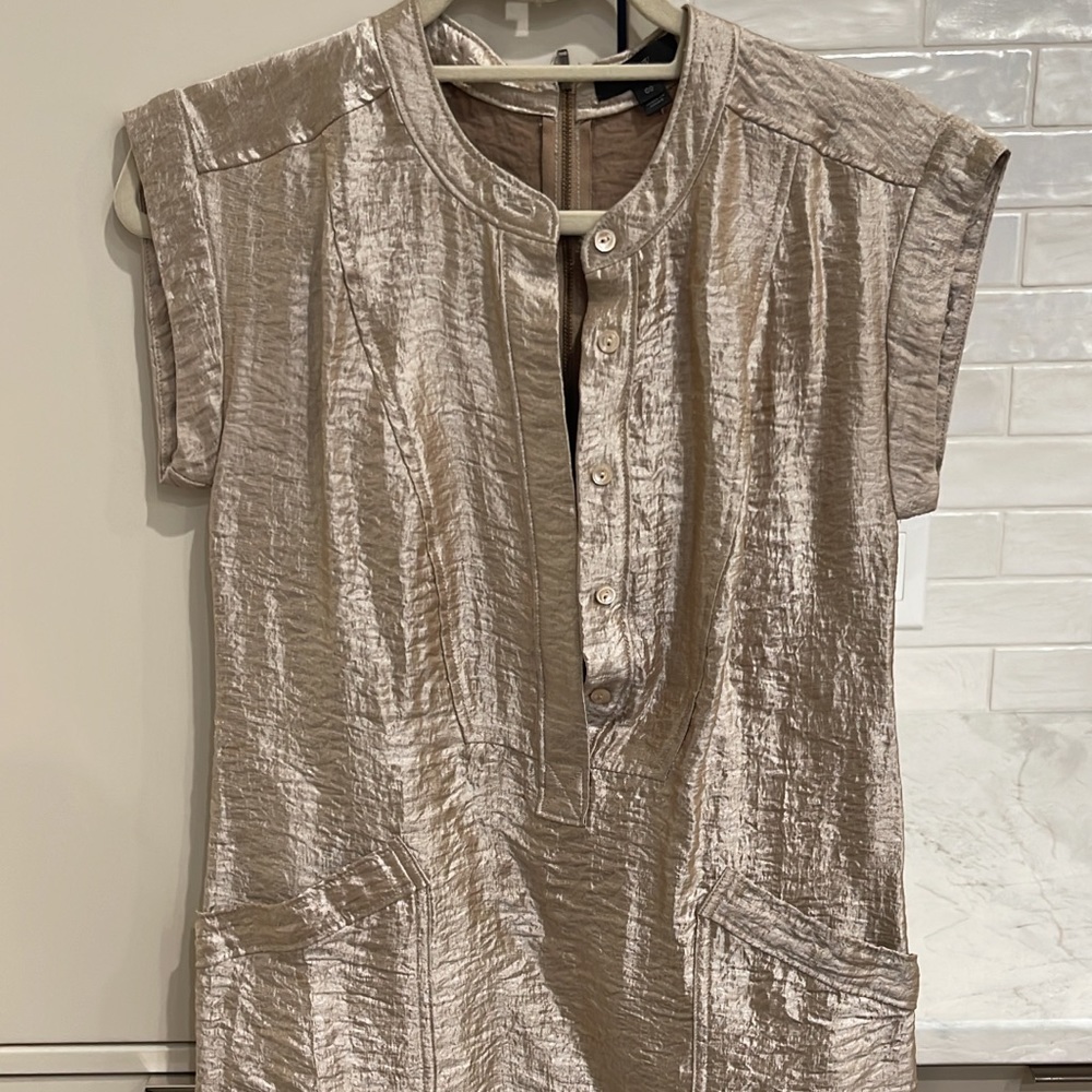 JCrew metallic shift linen dress